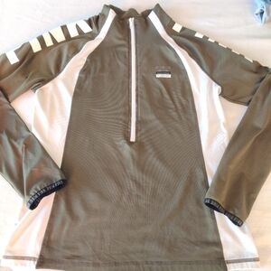 PINK Olive Green White half zip Jacket L